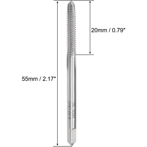 Machine Tap #6-32 UNC Thread 2B Class 3 Flutes High Speed Steel Screw Threading Tap Tapping Tool 1