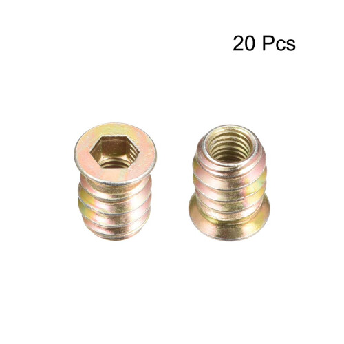 Wood Furniture M6x15mm Threaded Insert Nuts Interface Hex Socket Drive 20pcs 1