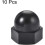 M10 Diameter Female Thread Nylon Hex Domed Cap Nuts Black 10pcs 3
