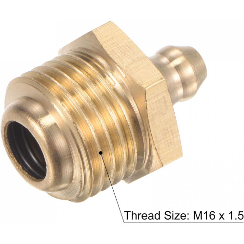 Brass Straight Grease Fitting M16 x 1.5mm Thread Hydraulic Grease Fitting Accessories, 5Pcs 2