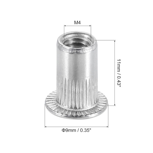 M4 304 Stainless Steel Rivet Nuts Flat Head Insert 10Pcs 1