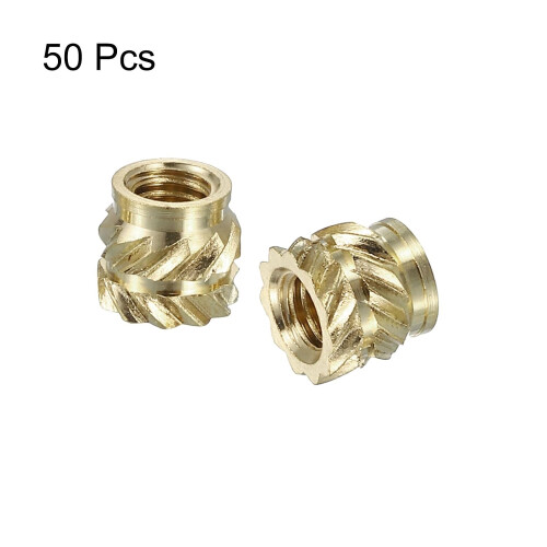 Knurled Insert Nuts, 50pcs M3x4.5mm Lx5mm OD 3D Printing Brass Nuts Threaded Inserts Brass Heat Set Insert Embedment Nuts 2