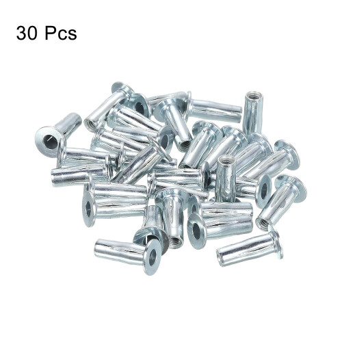 M4 Multi-Grip Rivet Nuts, 30pcs Pre-Bulbed Shank Flat Head Threaded Insert Nut Carbon Steel Plus Nuts for Construction Industrial 2