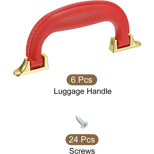 Luggage Handles, 6Pcs 155mm/6.1inch Plastic Pull Handle Suitcase Case Replacement Handles with Screws for Case Suitcase Toolbox, Red 2