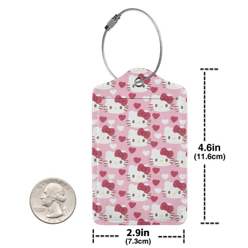 Hello Kitty 2 τεμάχια δερμάτινες ετικέτες αποσκευών από ανοξείδωτο ατσάλι, αδιάβροχη 2