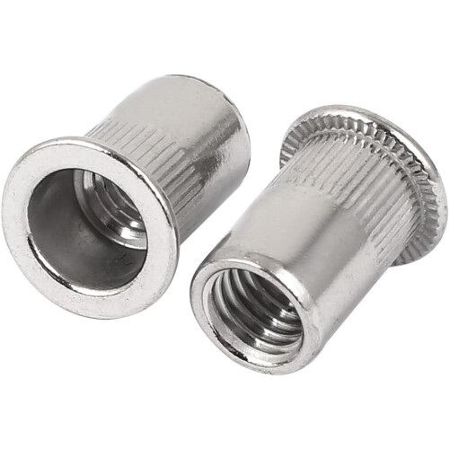 M10 Stainless Steel Flat Head Rivet Nut Insert Nutsert Silver Tone 50pcs 1