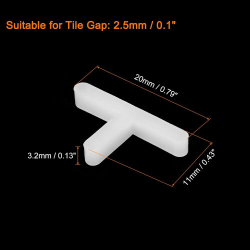 200Pcs Wall Floor Tile Plastic T Shape Spacers Tiling Tools 2.5mm 3/32" Tile Spacers for Ceramic Tile Installation, White 1