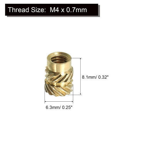 M4 Threaded Inserts, 50 Pcs Metric Knurled Nuts Brass Heat-Set Inserts for Plastic, 3D Printing Components 1