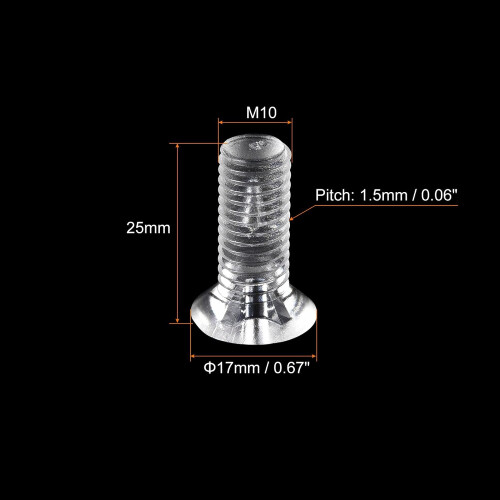 M10 x 25mm Plastic Phillips Machine Screws, PC Flat Head Machine Bolts Transparent 25pcs 1