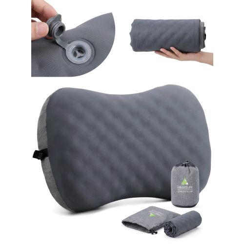 Oreiller Gonflable de Voyage Ergonomique Confortable Compact Gris 2