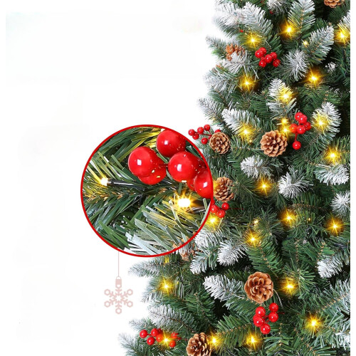 Árbol de Navidad Artificial Denso Iluminado LED 300 Luces 180cm Verde 1