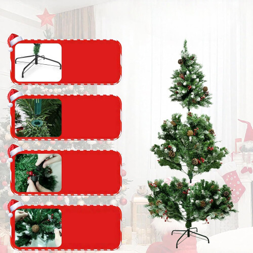 Árbol de Navidad Artificial Denso Iluminado LED 300 Luces 180cm Verde 2