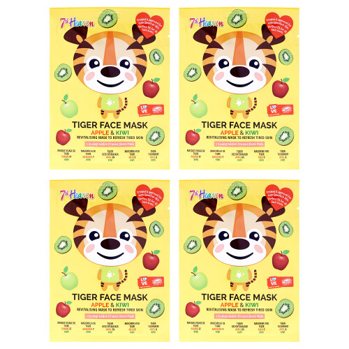 Maschere Viso Tiger Face Multipack di 7th Heaven per Bambini - 4 Maschere