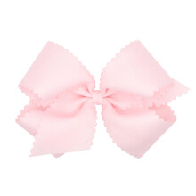 Lazo Clásico de Grosgrain para Niñas Wee Ones con Bordes Ondulados, Clip Antideslizante, Hecho a Mano, Rosa