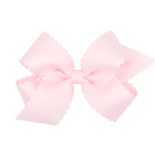 Lazo Clásico de Grosgrain para Niñas Wee Ones con Bordes Ondulados, Clip Antideslizante, Hecho a Mano, Rosa Polvo, Mediano