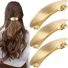 CustomyLife 3pcs Horquillas Francesas Ovaladas de Hierro, Clip Dorado para Mujeres