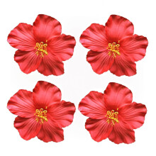 4Pcs Clip de Flor Hawaiana Roja 8 cm para Mujeres y Niñas Accesorio Bohemio para Bodas y Fiestas