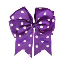 Moño de Cabello de Lunares de 7.5 Pulgadas con Cola Clip de Cinta Grosgrain (Púrpura)