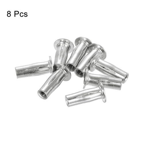M5 Multi-Grip Rivet Nuts, 8pcs Pre-Bulbed Shank Flat Head Threaded Insert Nut 304 Stainless Steel Plus Nuts for Construction Industrial 2