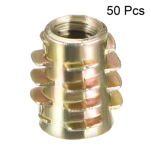 Furniture Threaded Insert Nuts Zinc Alloy Hex-Flush M6 Internal Threads 13mm Length 50pcs 1