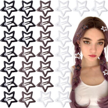 Joez Maravilloso 54pcs 1.18''/3cm Clips de Pelo Metálicos, Bonitos Clips Estrella para Mujeres - Negro, Blanco y Marrón