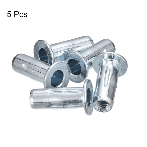 M8 Multi-Grip Rivet Nuts, 5pcs Pre-Bulbed Shank Flat Head Threaded Insert Nut Carbon Steel Plus Nuts for Construction Industrial 2