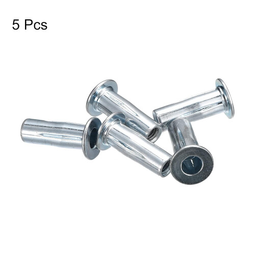 M5 Multi-Grip Rivet Nuts, 5pcs Pre-Bulbed Shank Flat Head Threaded Insert Nut Carbon Steel Plus Nuts for Construction Industrial 2
