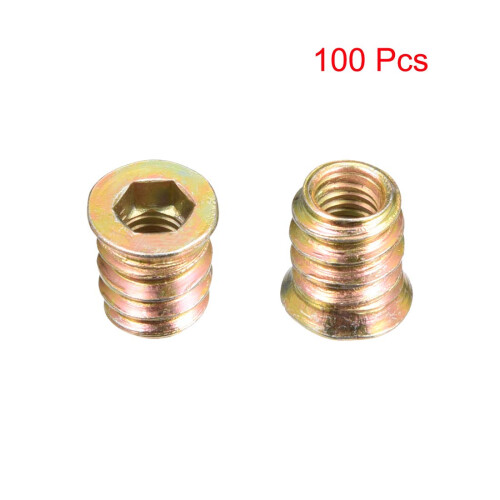 Wood Furniture M6x13mm Threaded Insert Nuts Interface Hex Socket Drive 100pcs 1