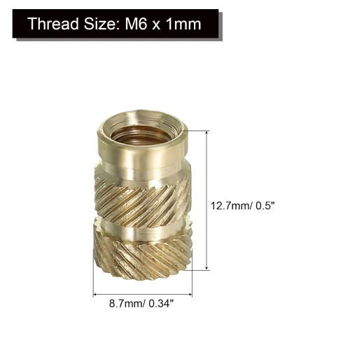 M6 Threaded Inserts, 20 Pcs Metric Knurled Nuts Brass Heat-Set Inserts for Plastic, 3D Printing Components 1