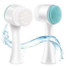 Yizika 2-in-1 Gezichtsreinigingsborstel, Dubbelzijdige Borstel met Zachte Haren & Siliconen Exfoliator