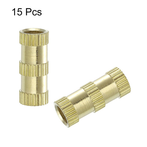 Knurled Insert Nuts, 15Pcs M6 x 20mm(L) x 8mm(OD) Thread Printing Brass Nuts Female Threaded Inserts Brass Heat Set Insert Embedment Nuts 2
