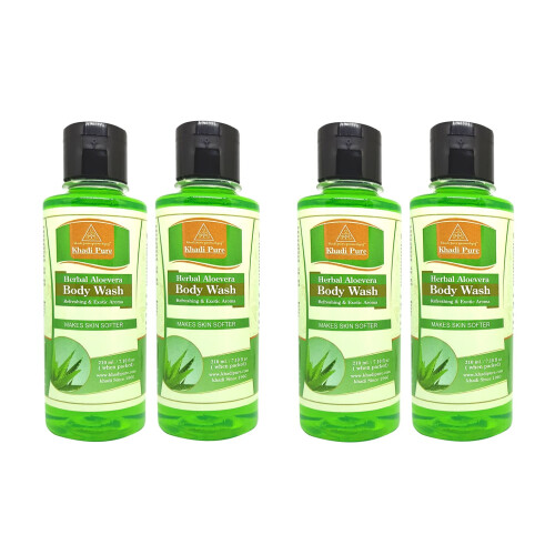 Khadi Pure Gel Douche Aloe Vera, 210 Ml (Pack De 4)