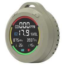 6-in-1 Portable Oxygen Detector with CO, Altimeter, Barometer, Temperature, Humidity Monitor for Outdoor Activities