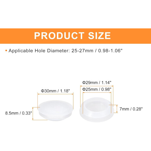 8Pcs Silicone Plugs, 25-27mm Hole Size, Translucent 1