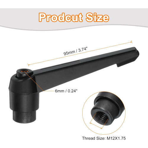 2Pcs M12 Adjustable Knobs Handle Female Thread Push Button Ratchet Quick Release Locking Rotating Bolt for Lathe Machinery, Black 1