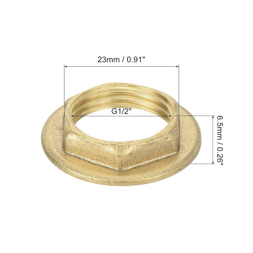 G1/2 Pipe Fitting Hex Flange Lock Nut Locknut Female Threaded Fastening Thin Nut for Plumbing Fixed, Brass 2Pcs 1