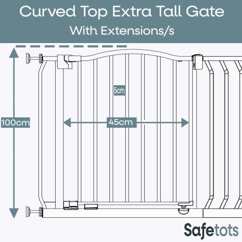 Safetots (Matt Grey, 143cm - 152cm) Safetots Extra Tall Curved Top Gate 2