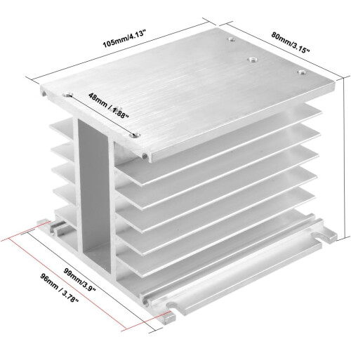 Aluminum Heat Sink SSR Dissipation for Three Phase Solid State Relay 10A-100A 1