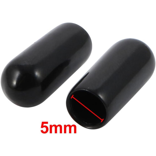 10Pcs 5mm Inner Dia PVC Flexible Vinyl End Cap Screw Thread Protector Cover Black 2