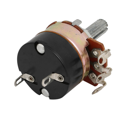2 Pcs 500K ohm 5 Terminal Split Shaft Rotary Linear Dual Taper Potentiometer 1