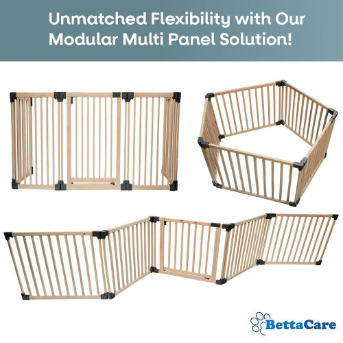 (Upto 416cm) Bettacare Wooden Multi Panel Pet Barrier 2
