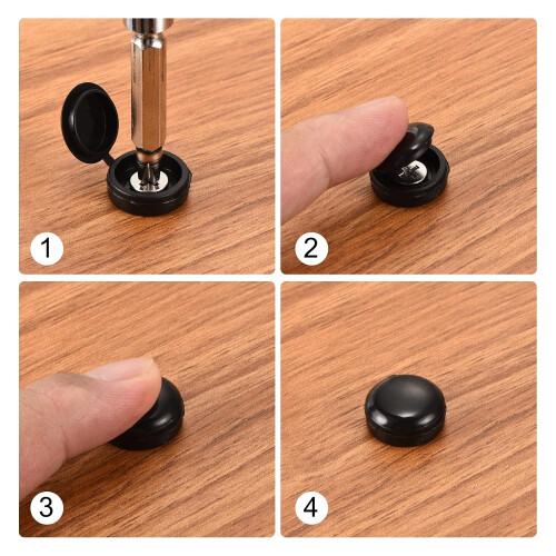 100Pcs Plastic Hinged Screw Covers, Snap Washer Covers, Black/White 2