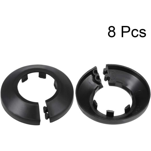 32mm Pipe Cover Decoration PP Plastic Water Pipe Escutcheon Black 8pcs 1