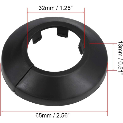 32mm Pipe Cover Decoration PP Plastic Water Pipe Escutcheon Black 4pcs 2