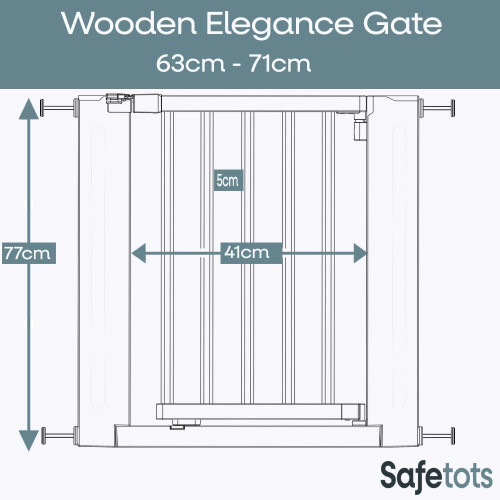 Safetots (White, 63cm - 71cm) Safetots Wooden Elegance Gate 2