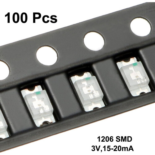 100 pcs 1206 Surface Mounted Devices Green LED Diode Lights Lighting Bulb Lamps Electronics Components Light Emitting Diodes 1