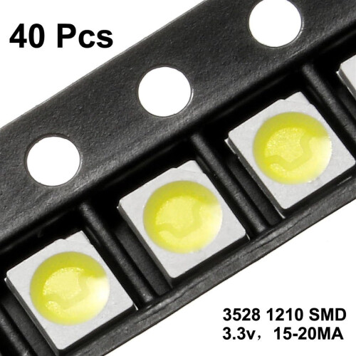 40 pcs 3528 1210 Surface Mounted Devices White LED Diode Lights Lighting Bulb Lamps Electronics Components Light Emitting Diodes 1