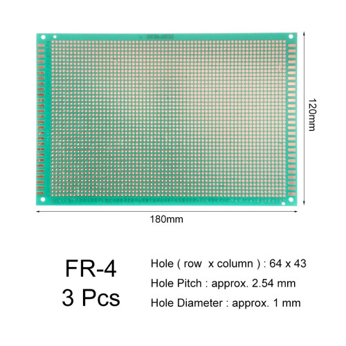 12x18cm Single Sided Universal Printed Circuit Board for DIY Soldering 3pcs 1