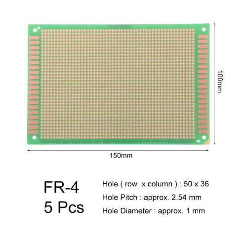100x150mm Single Sided Universal Printed Circuit Board for DIY Soldering 5pcs 1