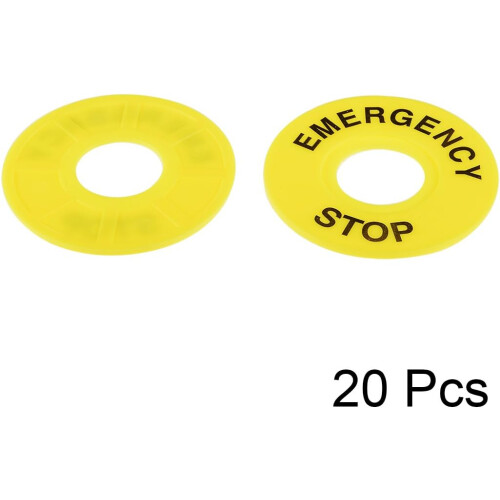 20 Pcs 22mm Inner Diameter Emergency Stop Sign for Push Button Switch Replacement 1